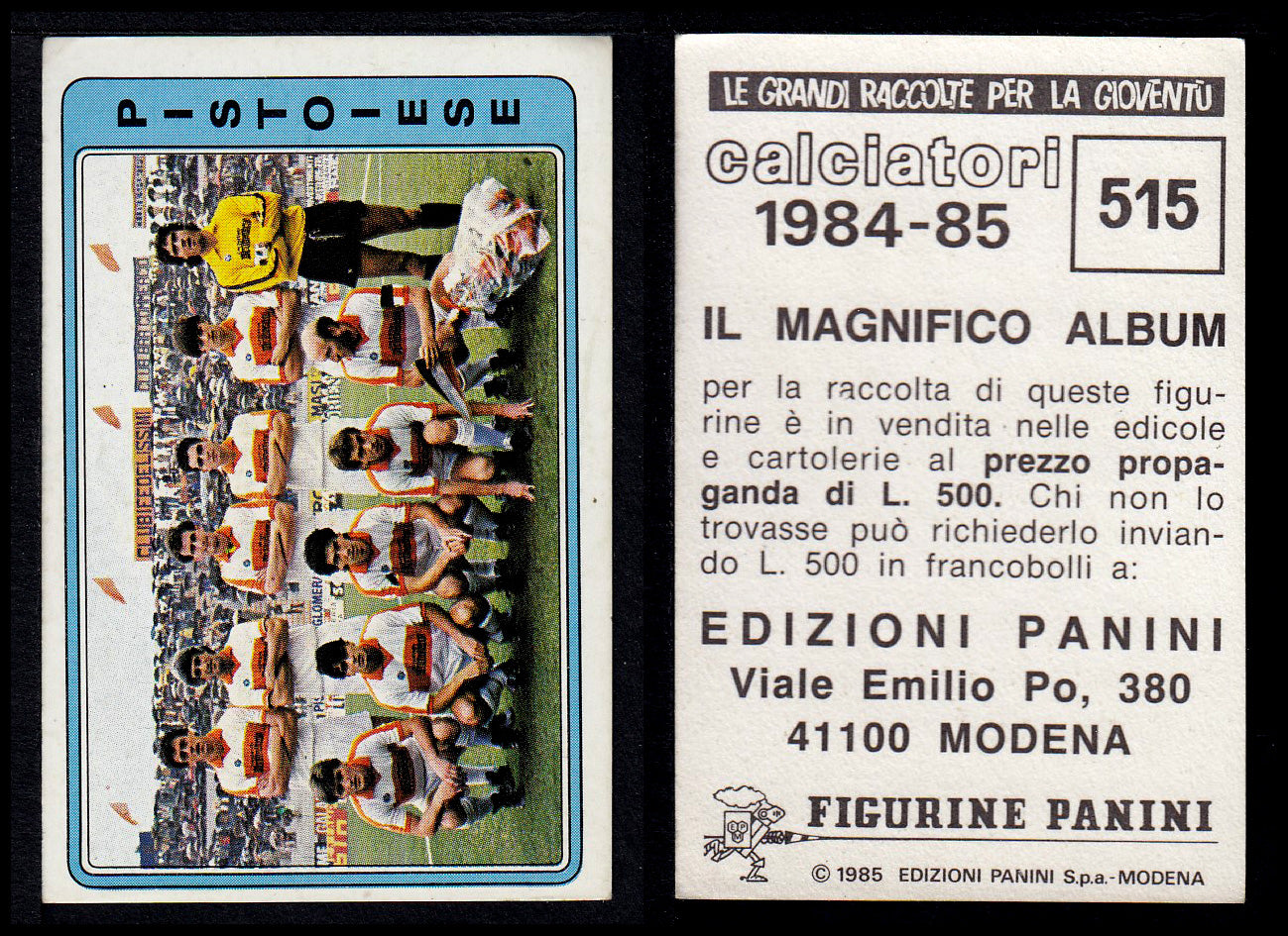 Figurine Panini - Calciatori 1984/85 - Mancolista SERIE C - Fascia 495/584