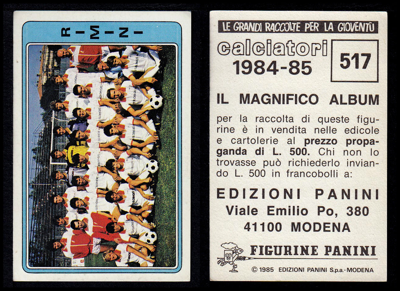 Figurine Panini - Calciatori 1984/85 - Mancolista SERIE C - Fascia 495/584