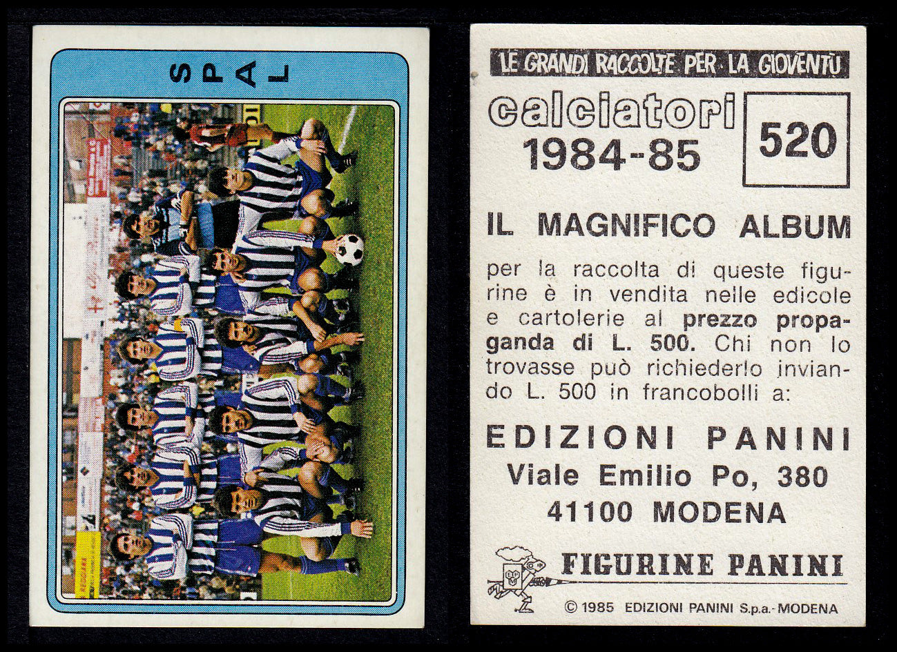 Figurine Panini - Calciatori 1984/85 - Mancolista SERIE C - Fascia 495/584