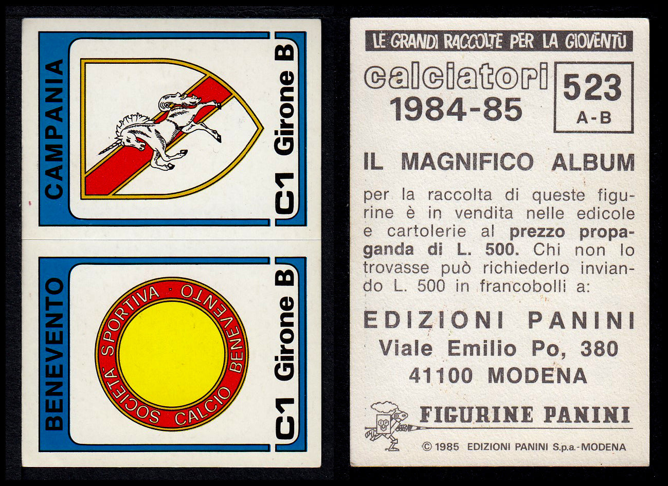 Figurine Panini - Calciatori 1984/85 - Mancolista SERIE C - Fascia 495/584