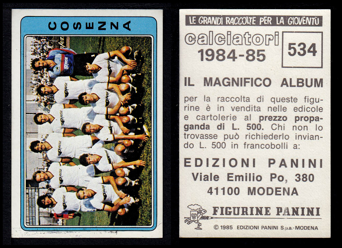 Figurine Panini - Calciatori 1984/85 - Mancolista SERIE C - Fascia 495/584