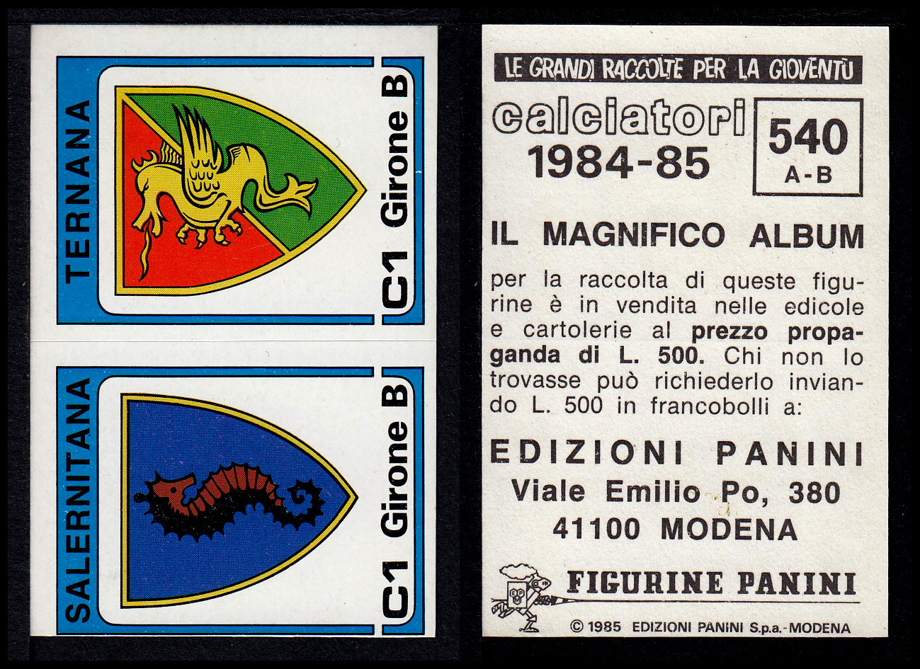 Figurine Panini - Calciatori 1984/85 - Mancolista SERIE C - Fascia 495/584