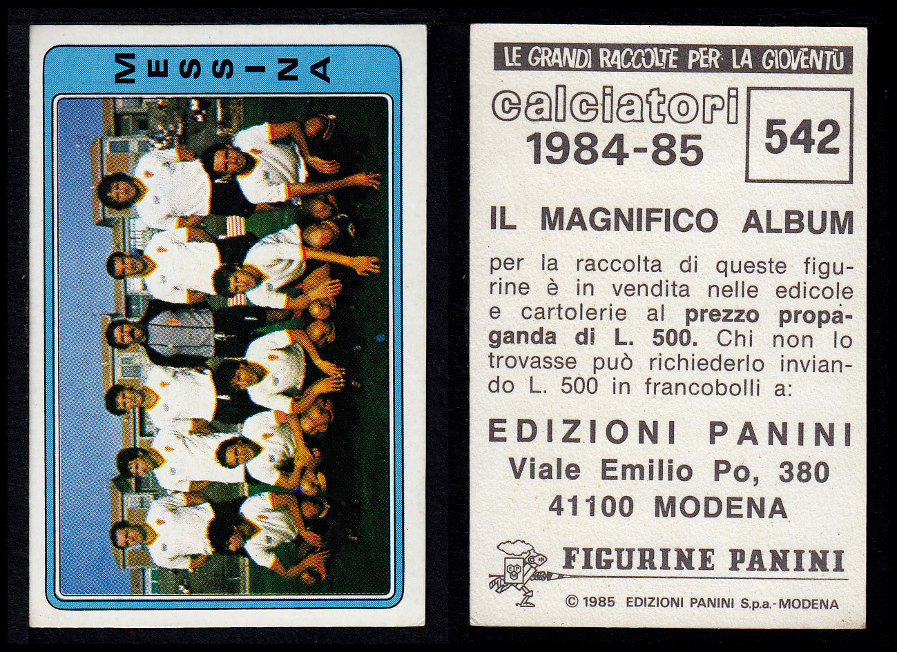 Figurine Panini - Calciatori 1984/85 - Mancolista SERIE C - Fascia 495/584