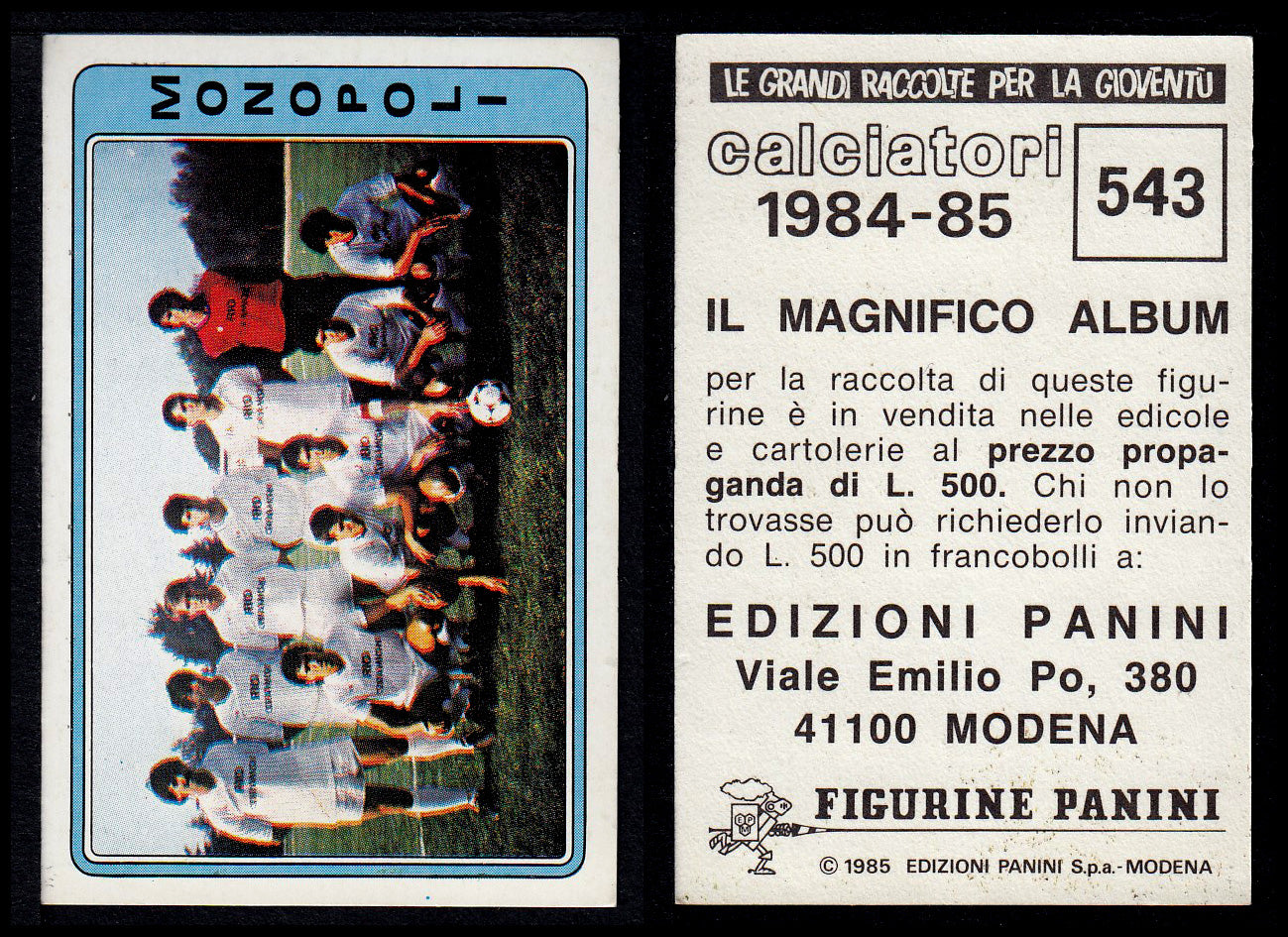 Figurine Panini - Calciatori 1984/85 - Mancolista SERIE C - Fascia 495/584