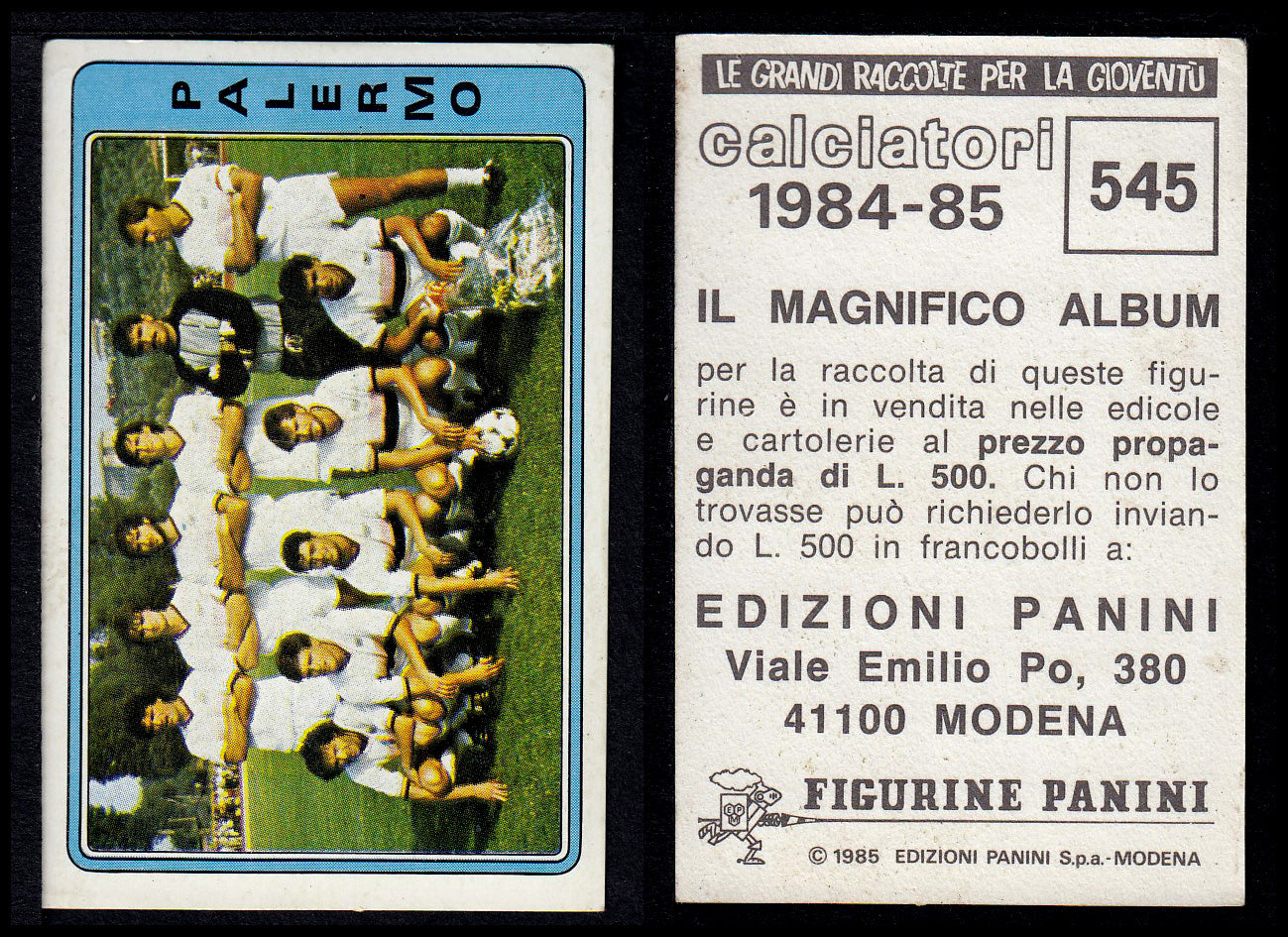 Figurine Panini - Calciatori 1984/85 - Mancolista SERIE C - Fascia 495/584