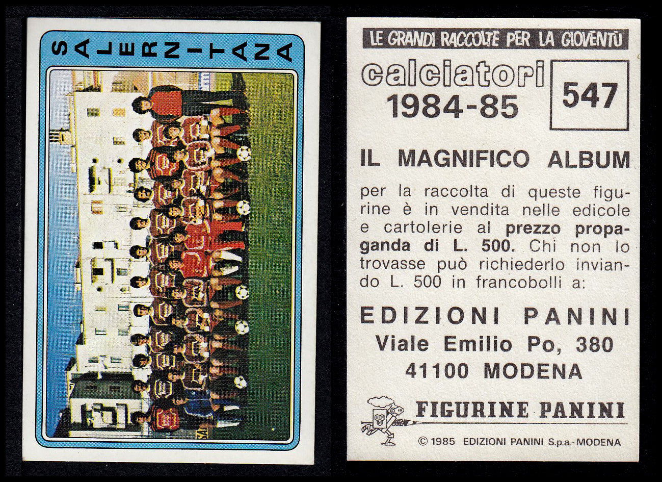 Figurine Panini - Calciatori 1984/85 - Mancolista SERIE C - Fascia 495/584