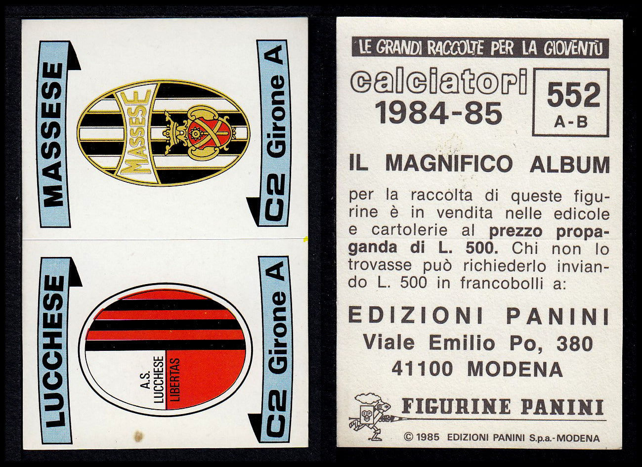 Figurine Panini - Calciatori 1984/85 - Mancolista SERIE C - Fascia 495/584