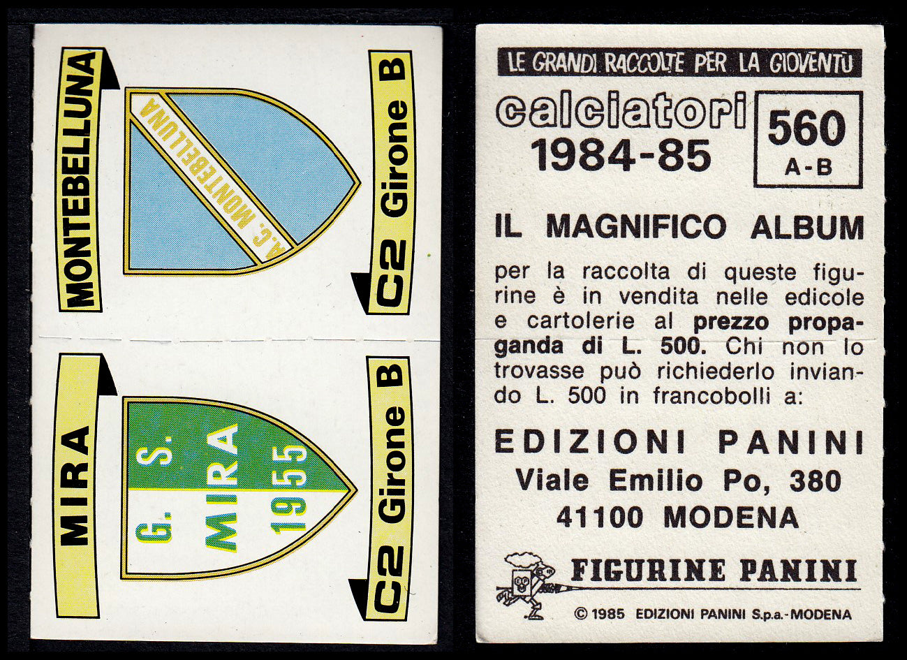 Figurine Panini - Calciatori 1984/85 - Mancolista SERIE C - Fascia 495/584