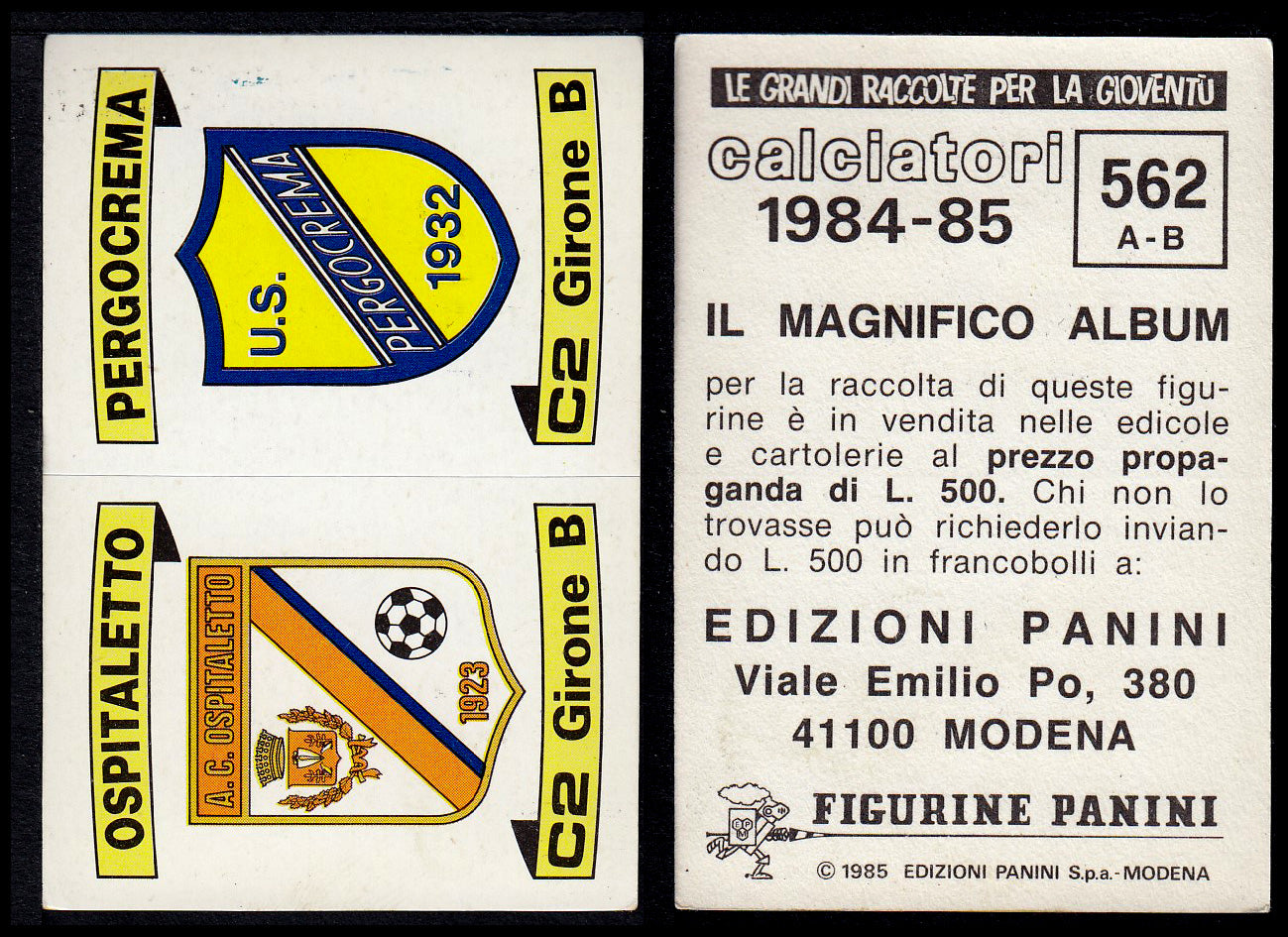 Figurine Panini - Calciatori 1984/85 - Mancolista SERIE C - Fascia 495/584