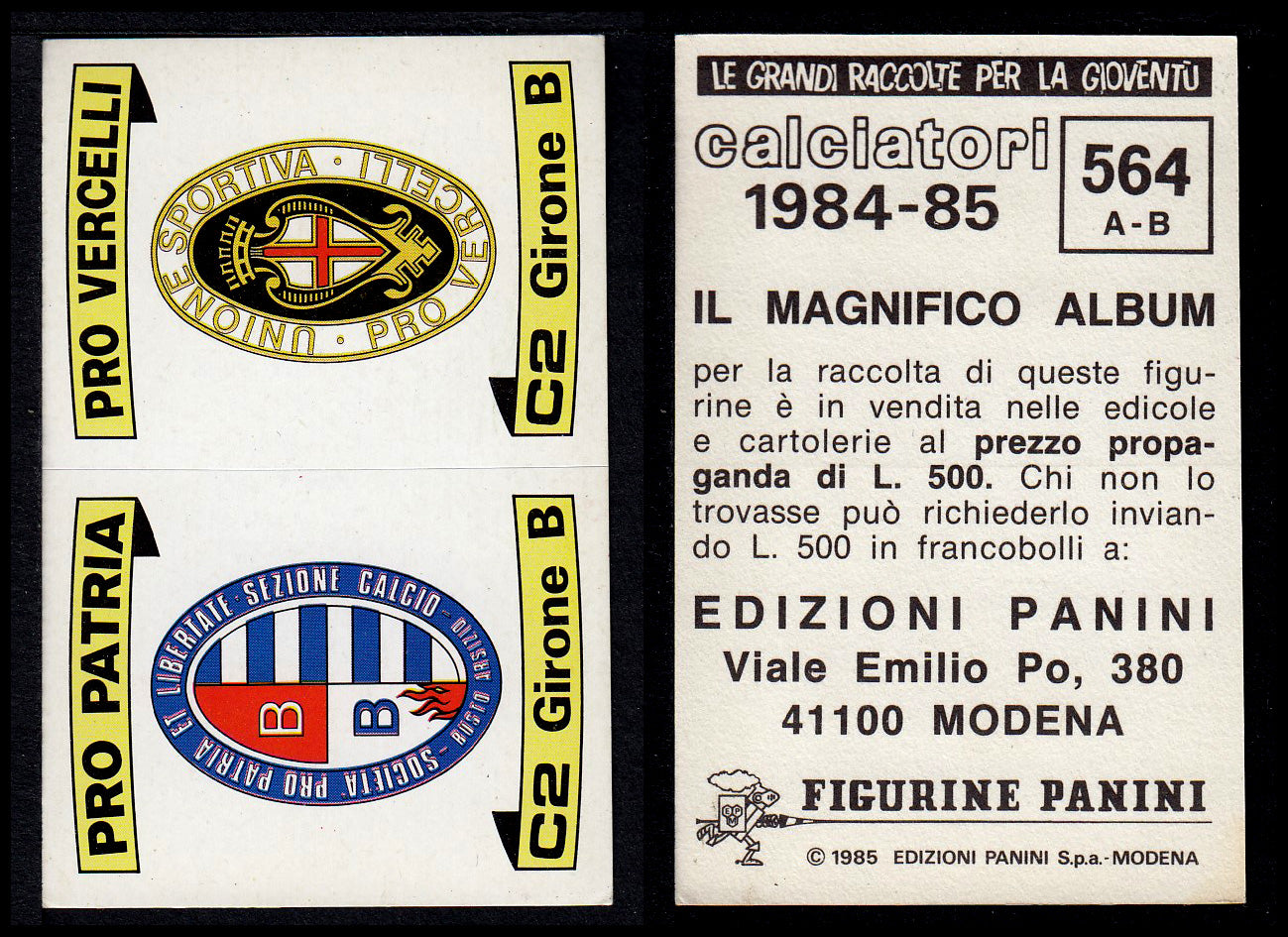 Figurine Panini - Calciatori 1984/85 - Mancolista SERIE C - Fascia 495/584
