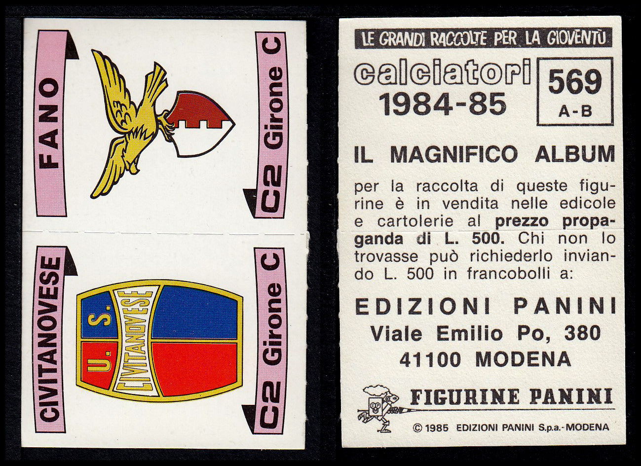 Figurine Panini - Calciatori 1984/85 - Mancolista SERIE C - Fascia 495/584