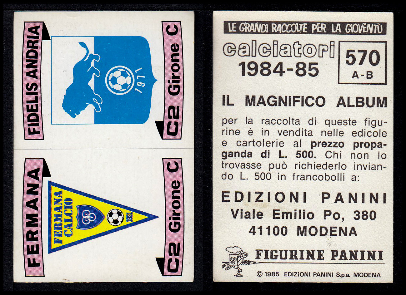 Figurine Panini - Calciatori 1984/85 - Mancolista SERIE C - Fascia 495/584