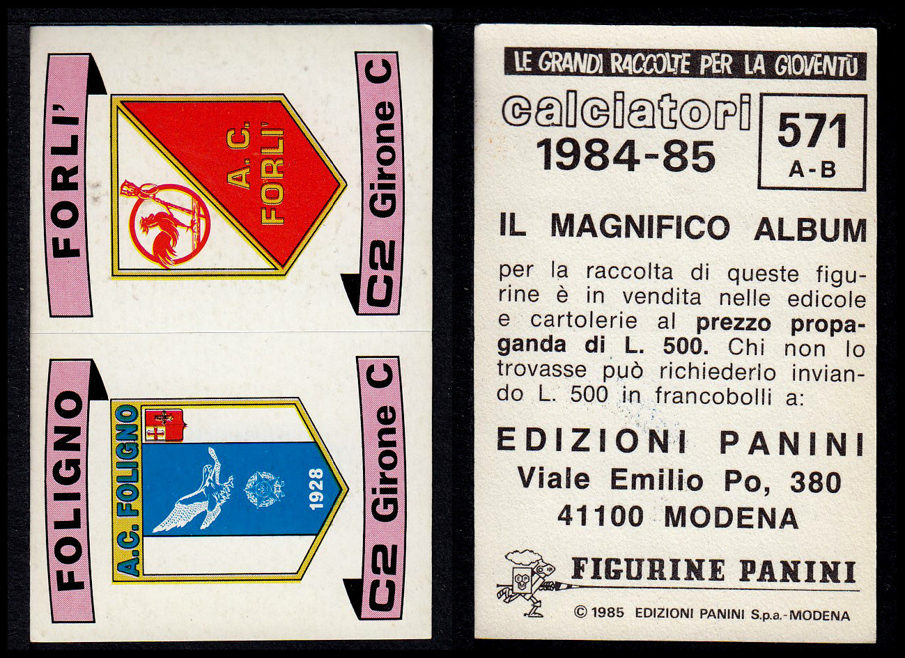Figurine Panini - Calciatori 1984/85 - Mancolista SERIE C - Fascia 495/584