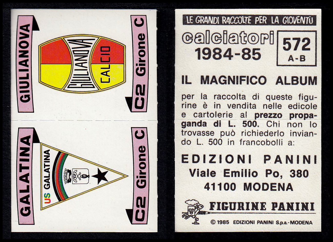 Figurine Panini - Calciatori 1984/85 - Mancolista SERIE C - Fascia 495/584