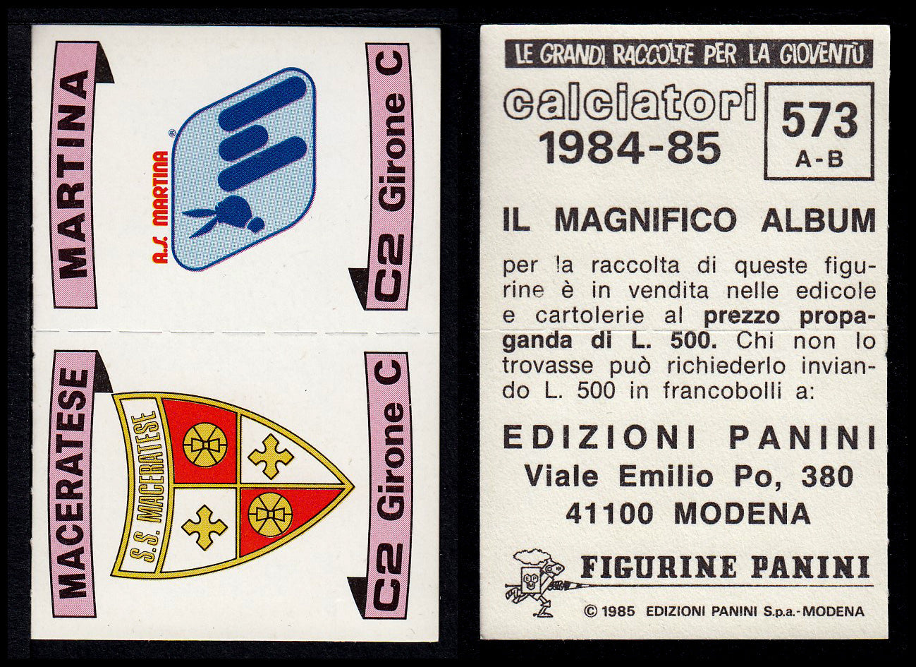 Figurine Panini - Calciatori 1984/85 - Mancolista SERIE C - Fascia 495/584
