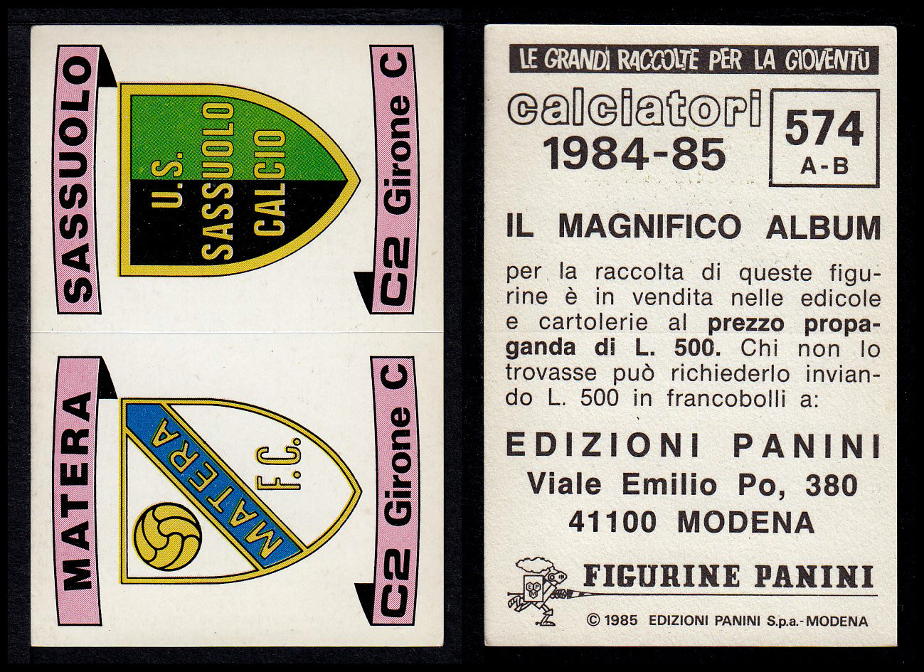 Figurine Panini - Calciatori 1984/85 - Mancolista SERIE C - Fascia 495/584
