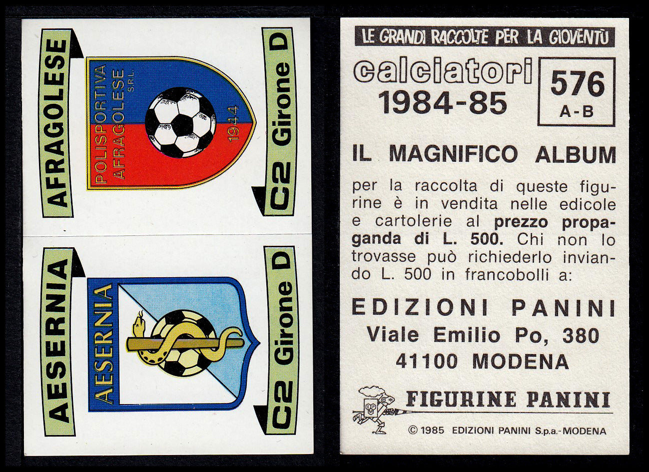 Figurine Panini - Calciatori 1984/85 - Mancolista SERIE C - Fascia 495/584