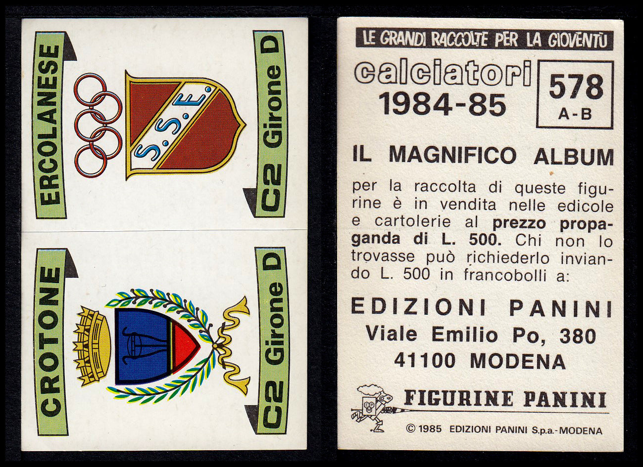 Figurine Panini - Calciatori 1984/85 - Mancolista SERIE C - Fascia 495/584
