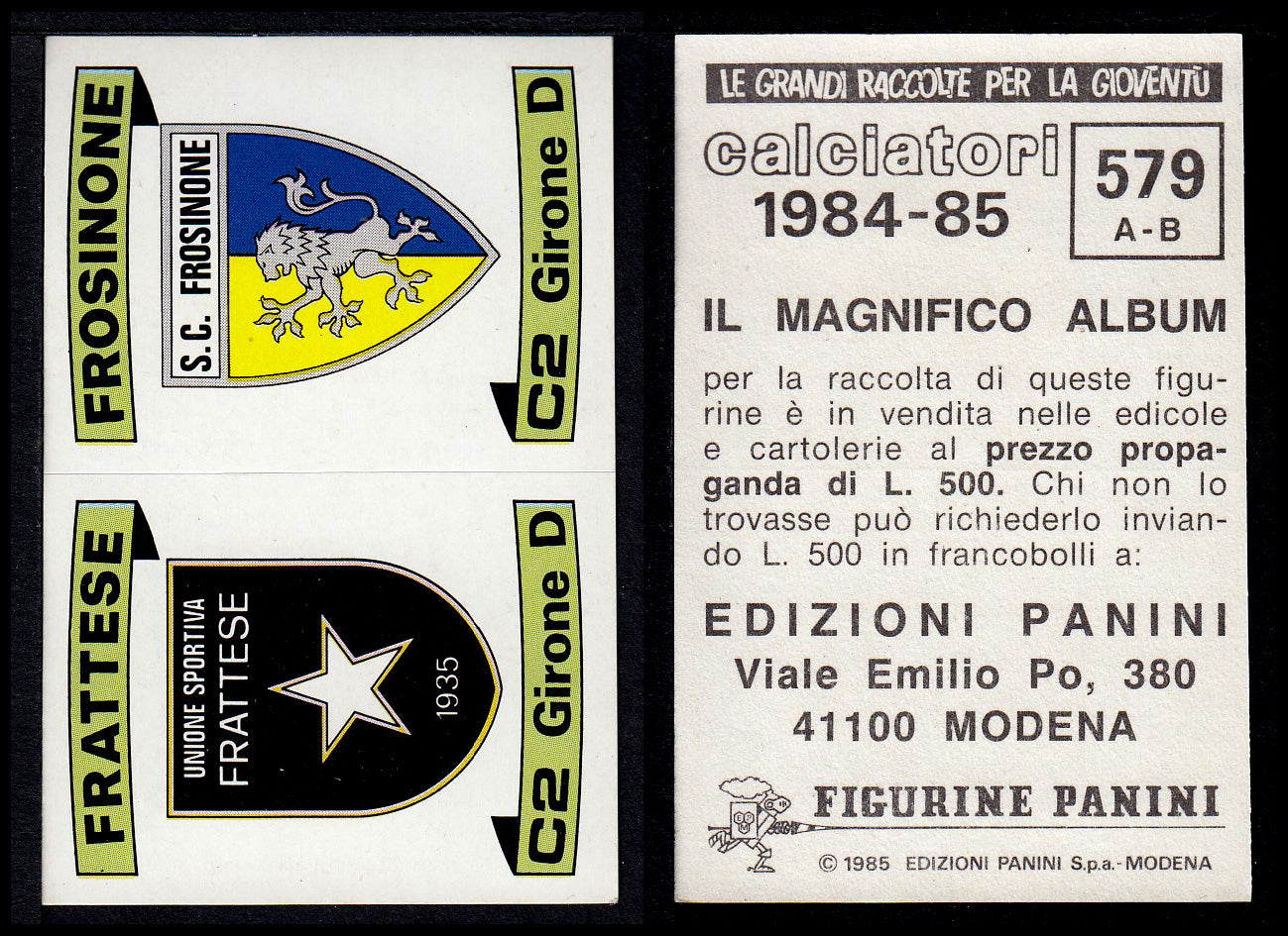 Figurine Panini - Calciatori 1984/85 - Mancolista SERIE C - Fascia 495/584