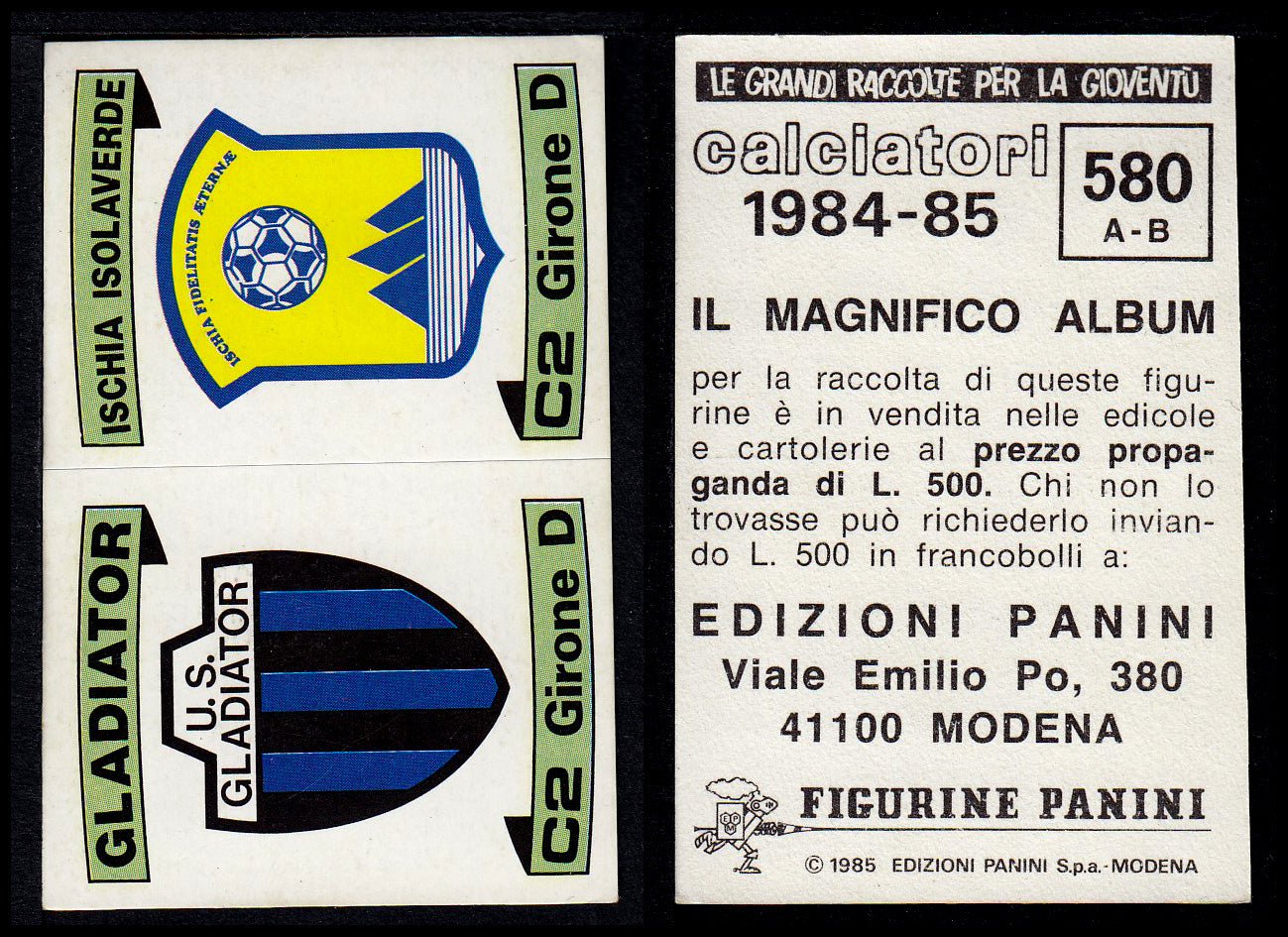 Figurine Panini - Calciatori 1984/85 - Mancolista SERIE C - Fascia 495/584