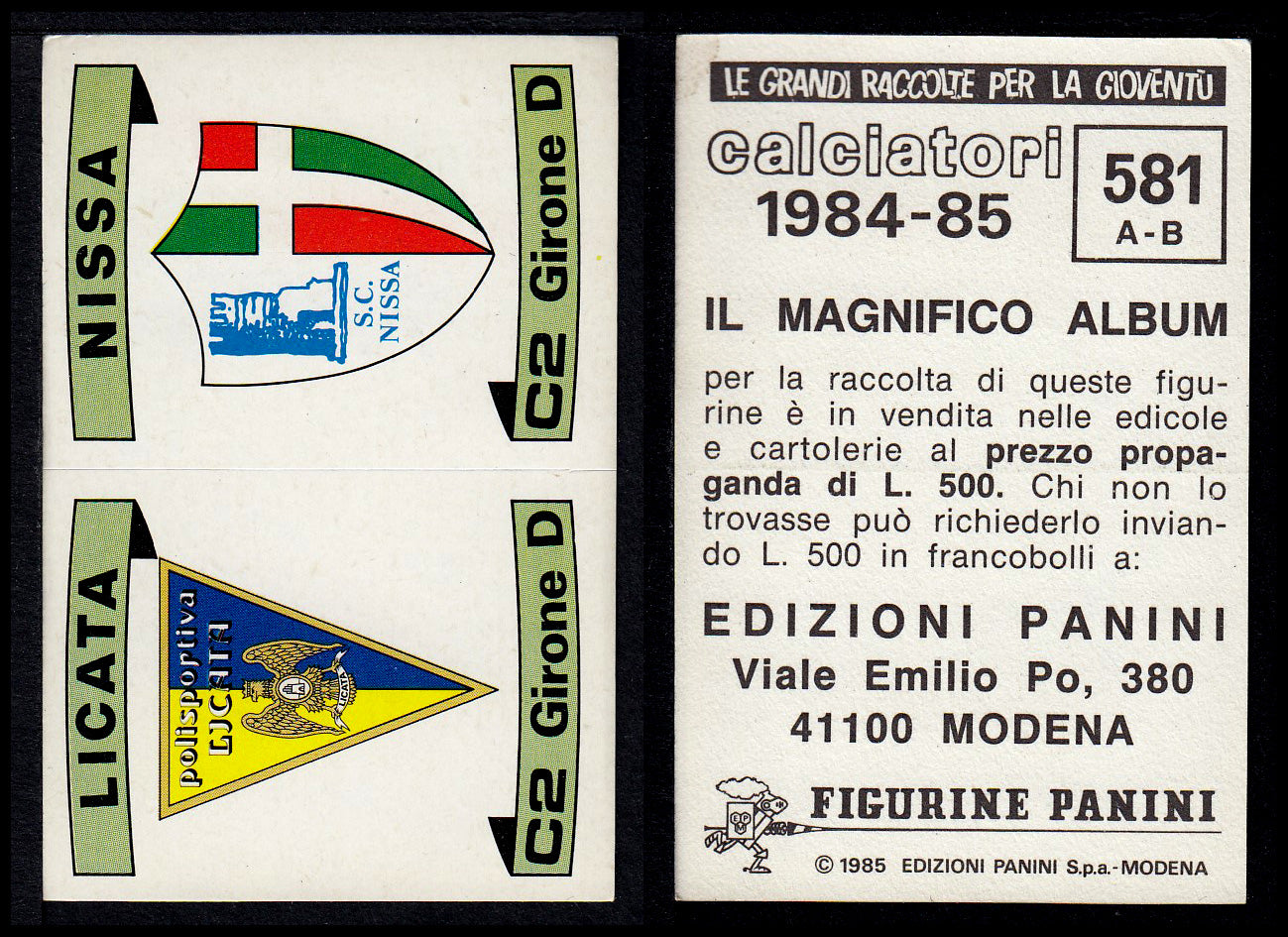 Figurine Panini - Calciatori 1984/85 - Mancolista SERIE C - Fascia 495/584
