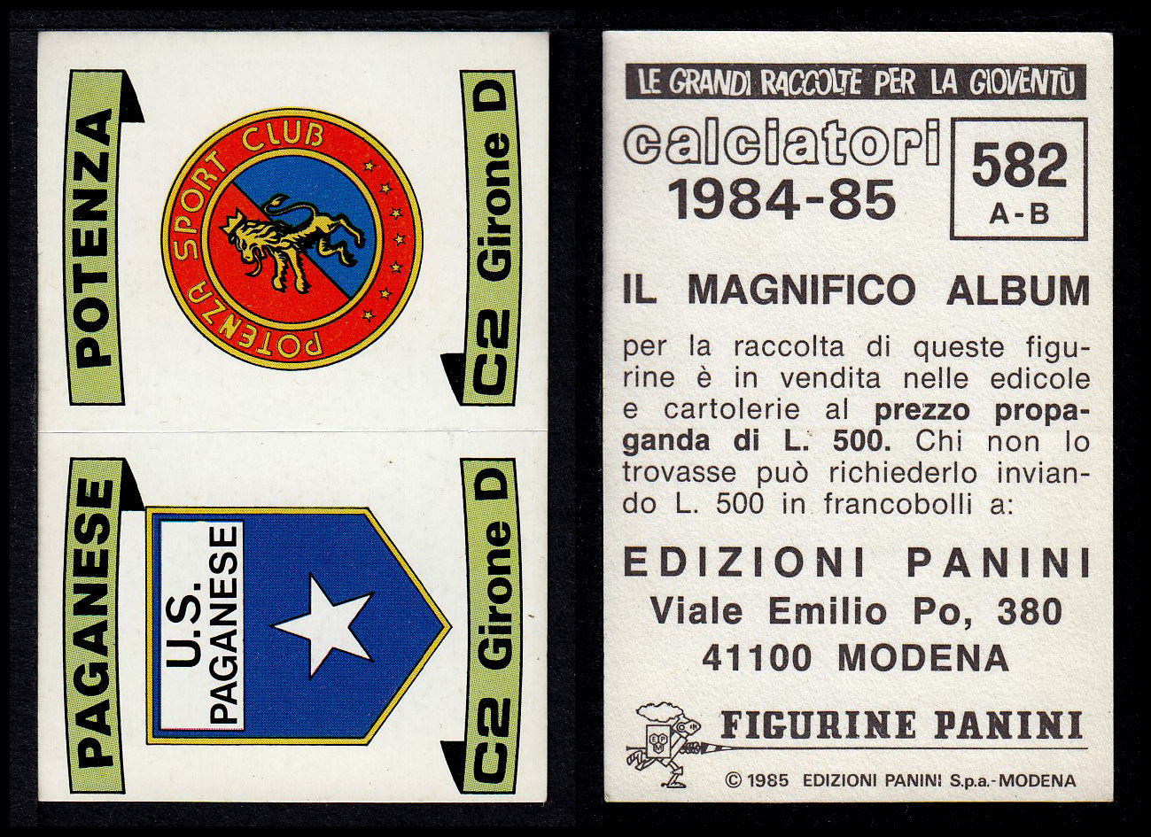 Figurine Panini - Calciatori 1984/85 - Mancolista SERIE C - Fascia 495/584