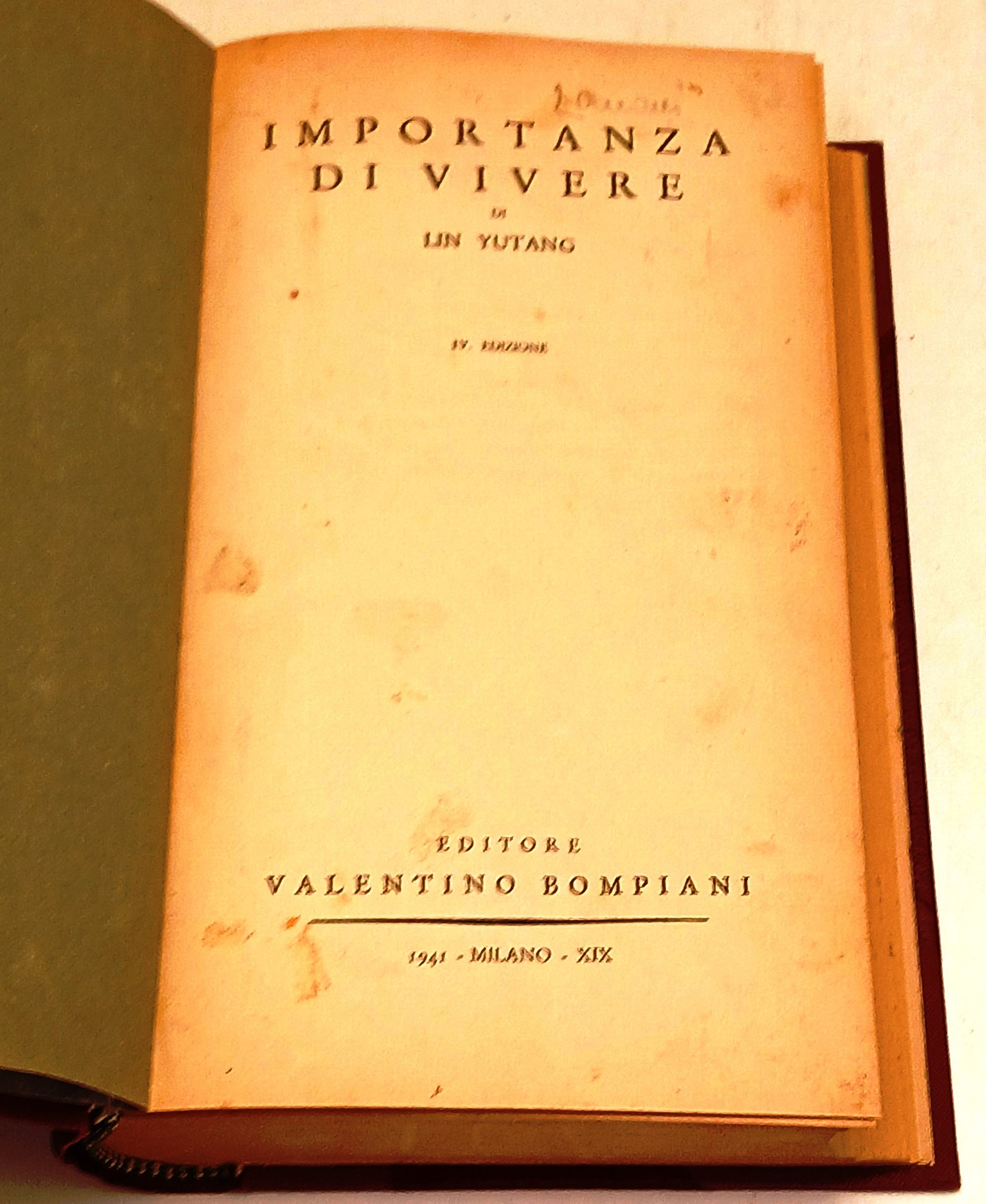 Importanza di vivere - Lin Yutang - Bompiani - ZFS251