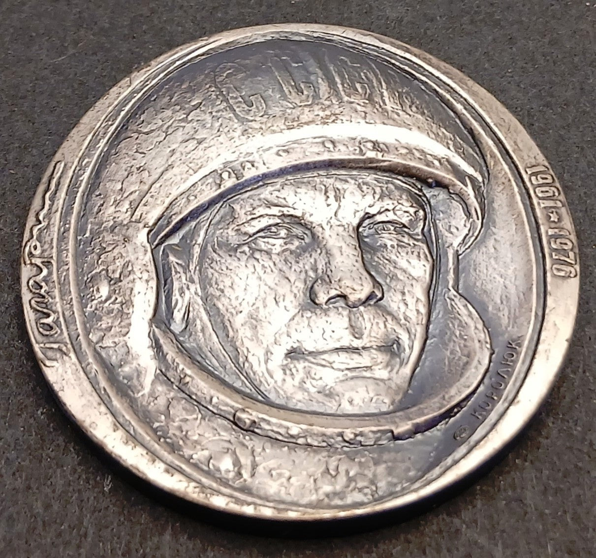 CB- Medaglia Juri Gagarin 1961-1976 spazio incisore Koroliuk - argento- GTTS183