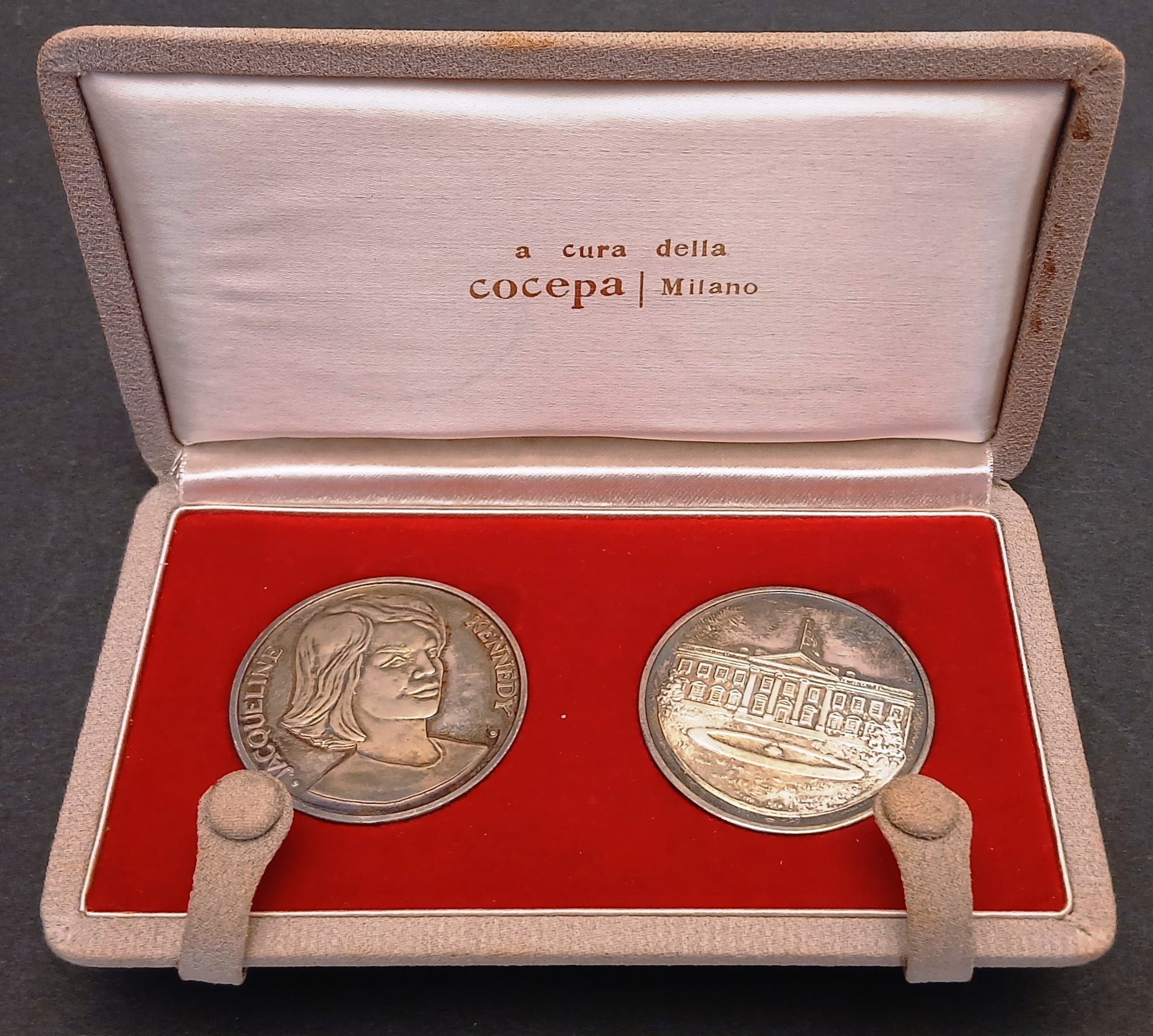 CB- 2 medaglie Jacqueline Kennedy John Fitzgerald Kennedy - argento - GTTS259