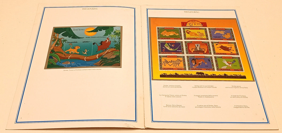 Collezioni Monografiche Bolaffi The Lion King folder francobolli Uganda-RVSa1095