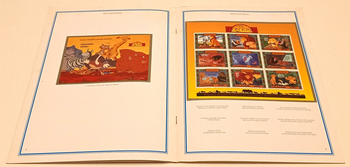 Collezioni Monografiche Bolaffi The Lion King folder francobolli Uganda-RVSa1095