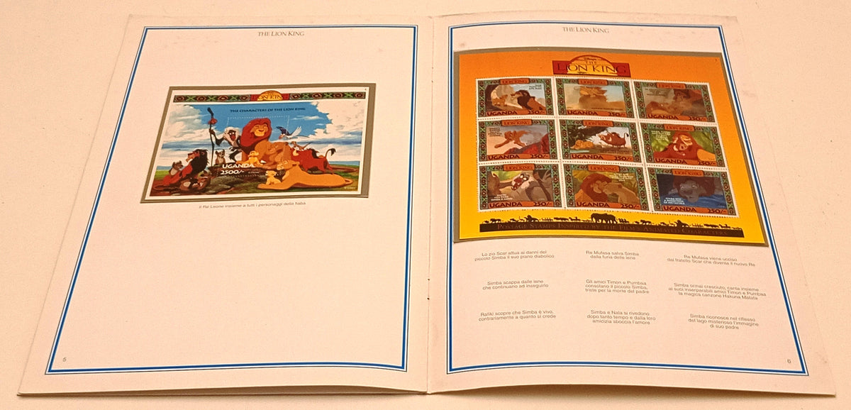 Collezioni Monografiche Bolaffi The Lion King folder francobolli Uganda-RVSa1095
