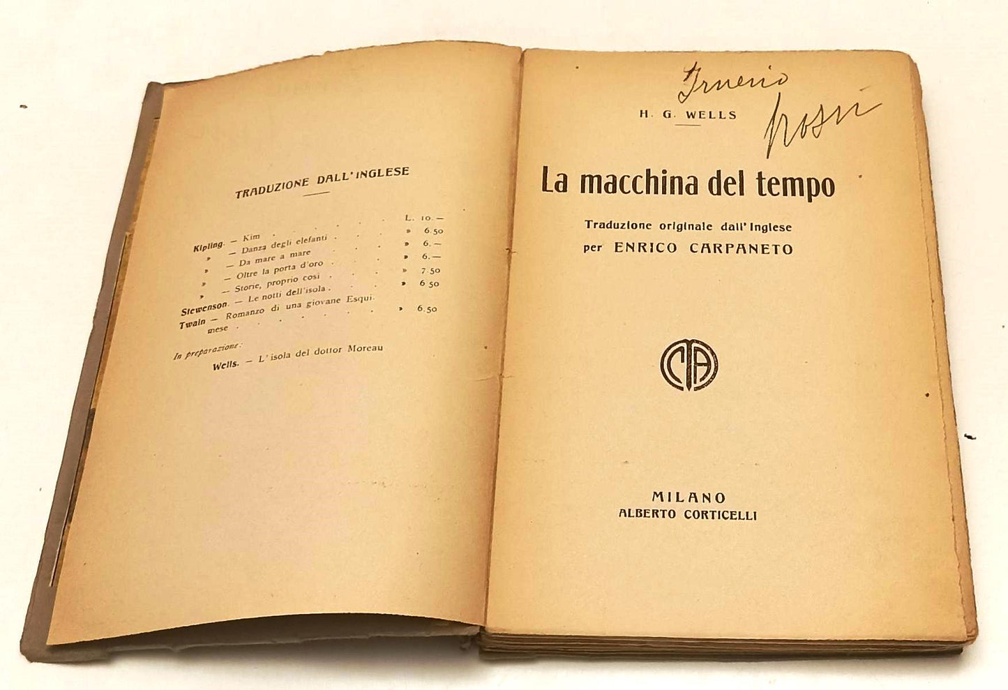 LN- LA MACCHINA DEL TEMPO RARA SOVRACCOPERTA- WELLS- CORTICELLI- 1925- B- XFS140