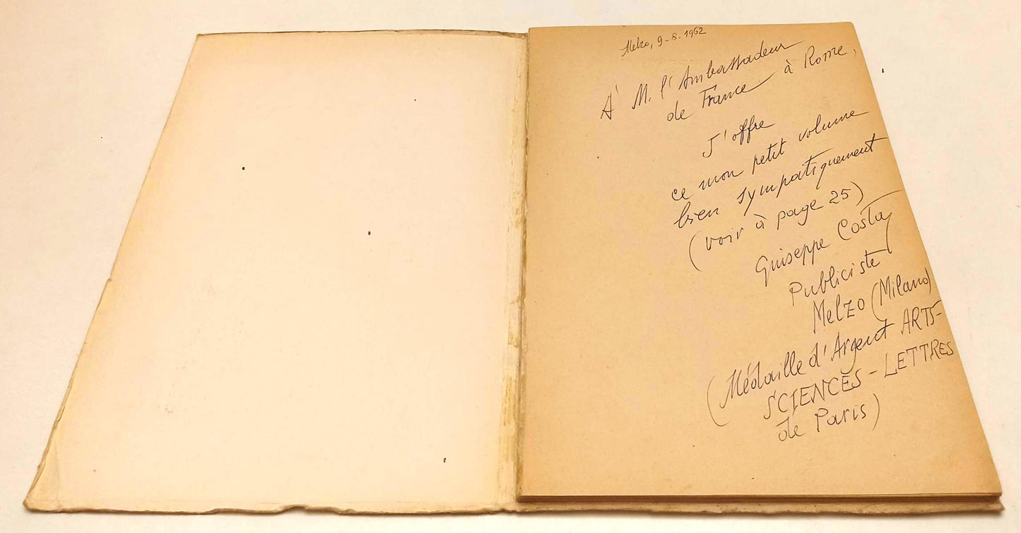 LZ- MEMORIE E SOGNI AUTOGRAFO- GIUSEPPE COSTA- RELATIONS LATINES- 1962- B-XFS140