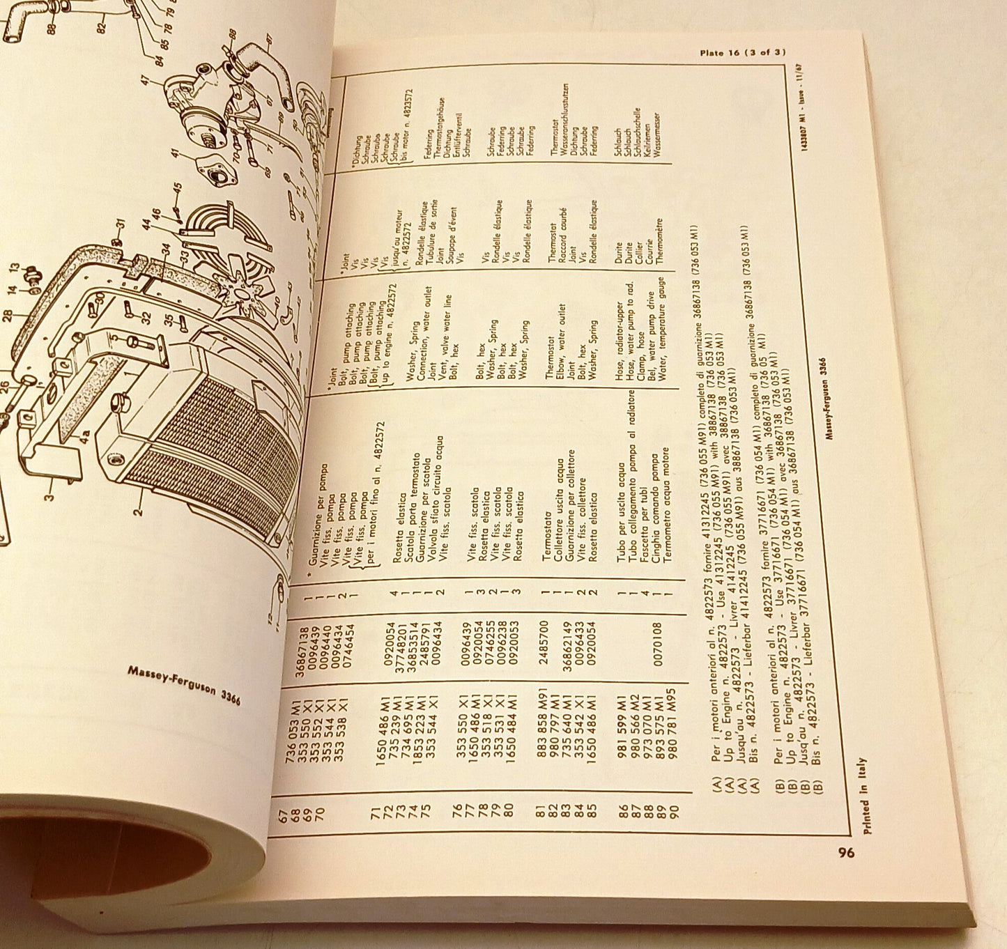 Bulldozer MF3366 Repair parts book Parti Ricambio- Massey Ferguson- 1967- YFS831