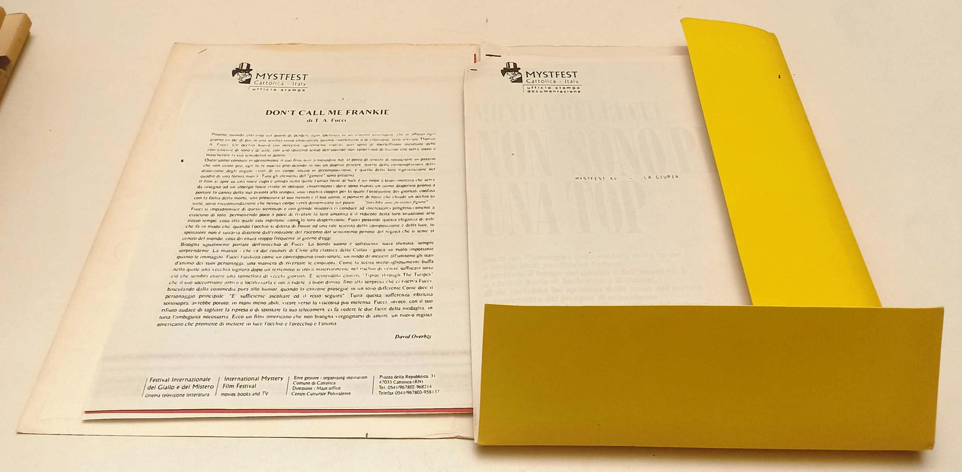 LW- MYSTFEST 1994 FESTIVAL INTERNAZIONALE GIALLO MISTERO RASSEGNA STAMPA- YFS549