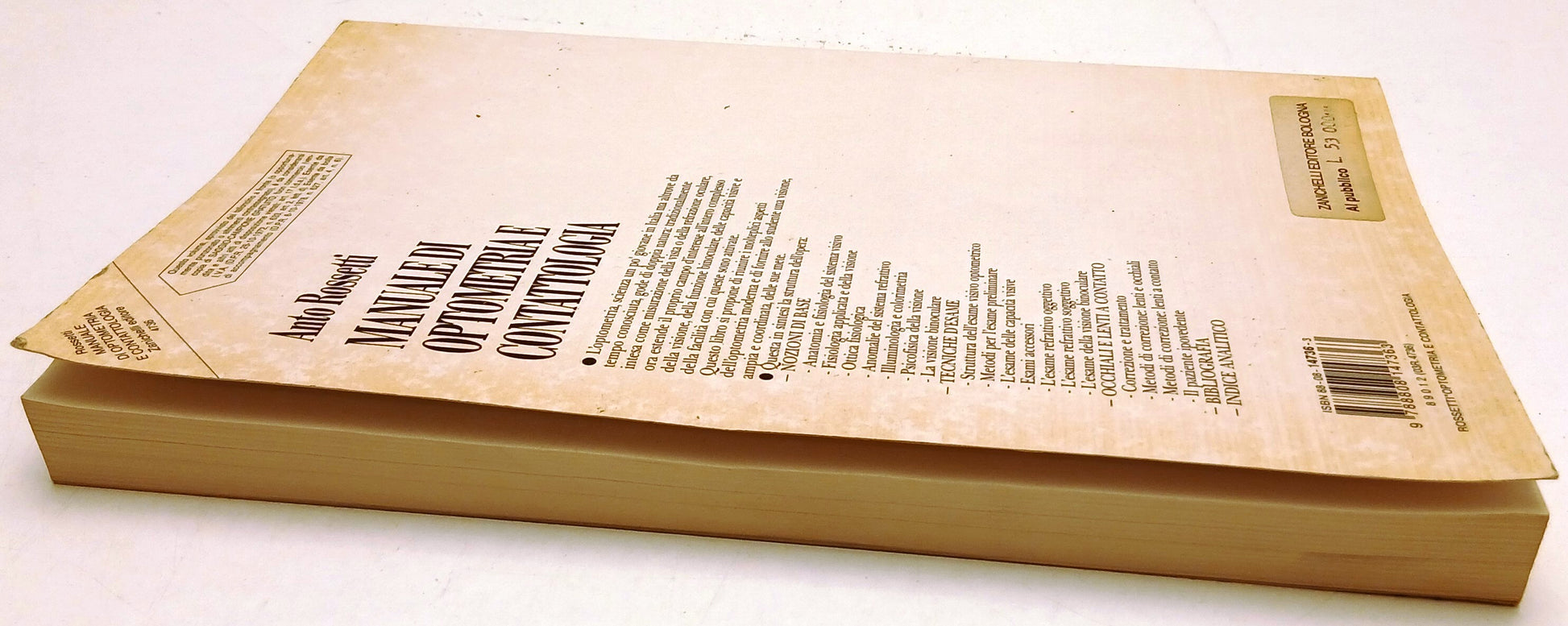 Manuale di optometria e contattologia - Anto Rossetti - Zanichelli - XFS49