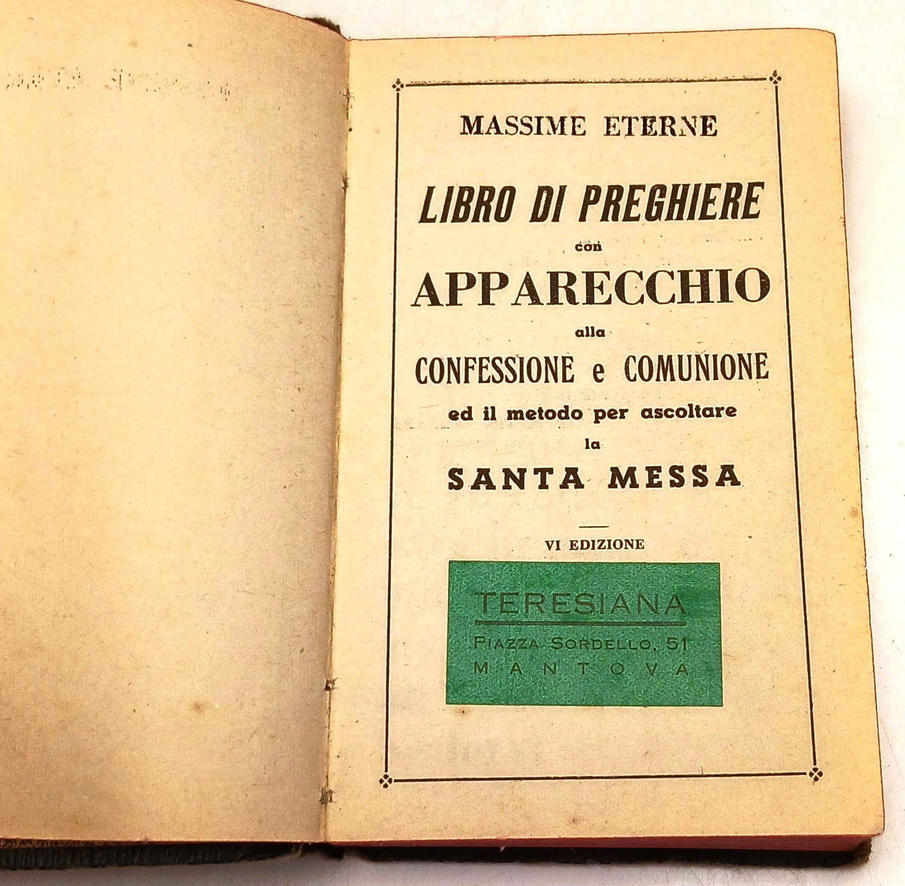 Massime Eterne Libro di Preghiere Comunione Confessione - 1942 - LCH9