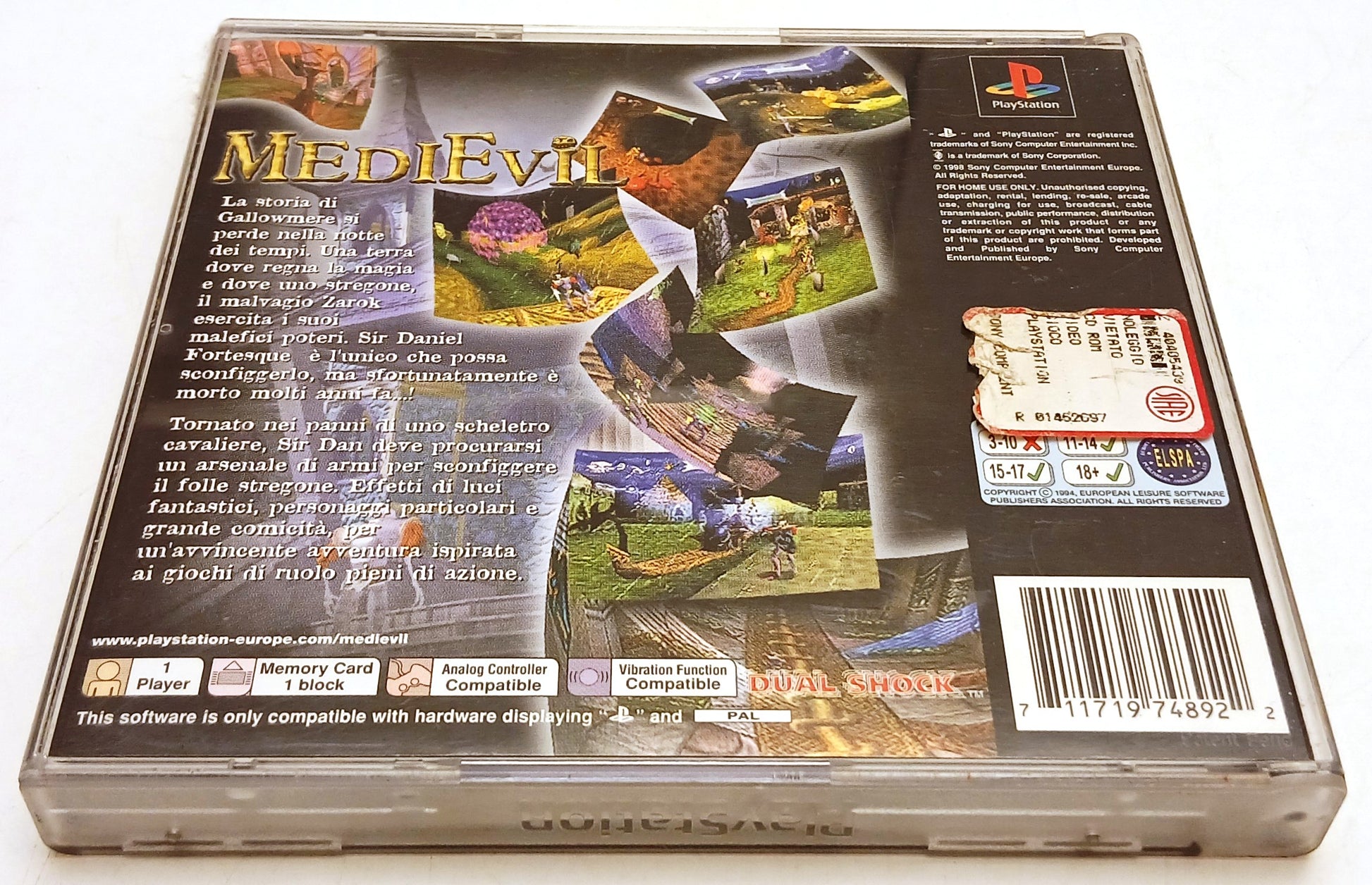 CV- Gioco PlayStation Play Station 1 PS1 Medievil - custodia e libretto - ZFS200