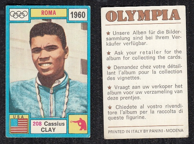 BOXING CARD - PANINI - OLYMPIA ROMA 1960 - CASSIUS CLAY - 208 - NM