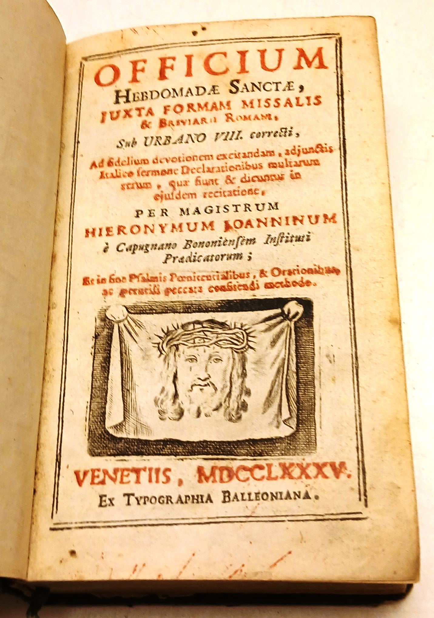 Officium Hebdomadae Sanctae- Hieronymum Joanninum- Tip. Balleoniana- 1785-ZFS113