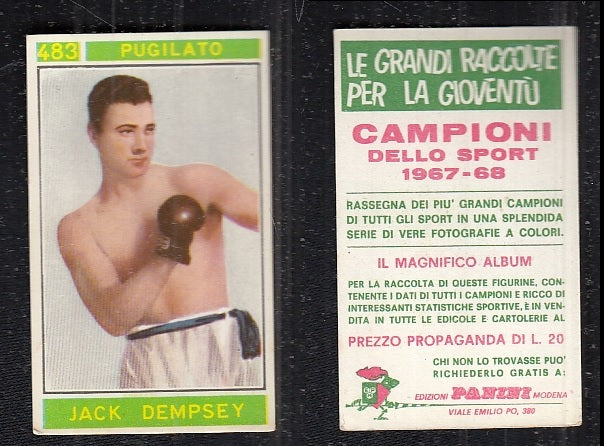 BOXING CARD - PANINI - CAMPIONI SPORT 1967/68 - JACK DEMPSEY - 483 - NEAR MINT