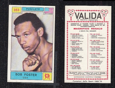 BOXING CARD - PANINI - CAMPIONI SPORT 1969/70 - BOB FOSTER - 353 - MINT VALIDA