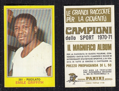 BOXING CARD - PANINI - CAMPIONI SPORT 1970/71 - EMILE GRIFFITH - 281 - MINT