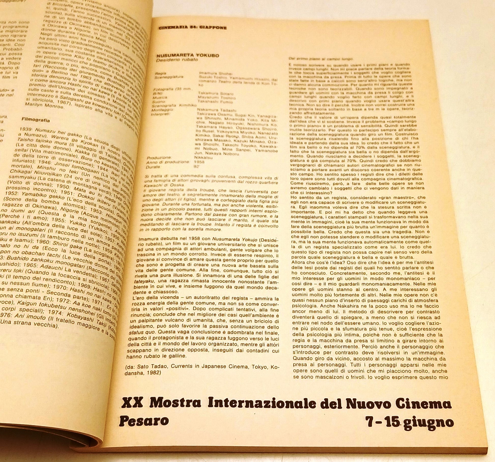 Rassegna Stampa Pesaro '84 Cinemasia- Mostra Internazionale Nuovo Cinema- YFS772