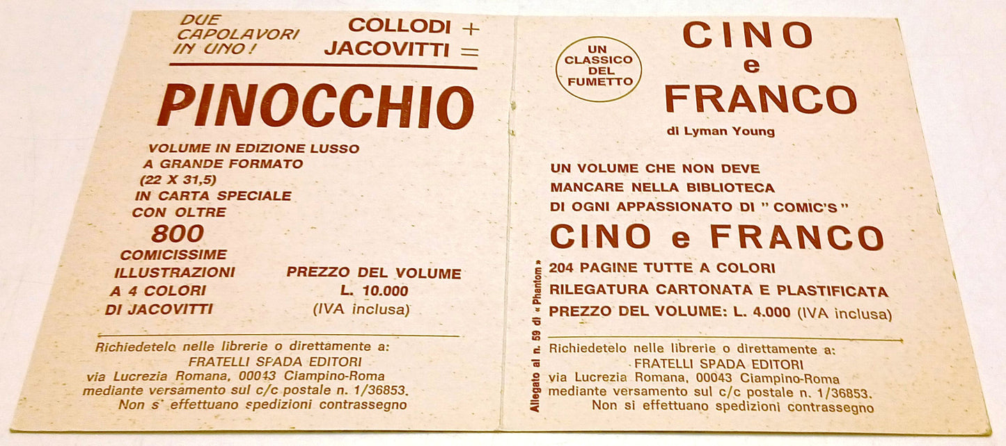 CV- Pieghevole pubblicitario Fratelli Spada - Pinocchio Cino e Franco - RVSz124