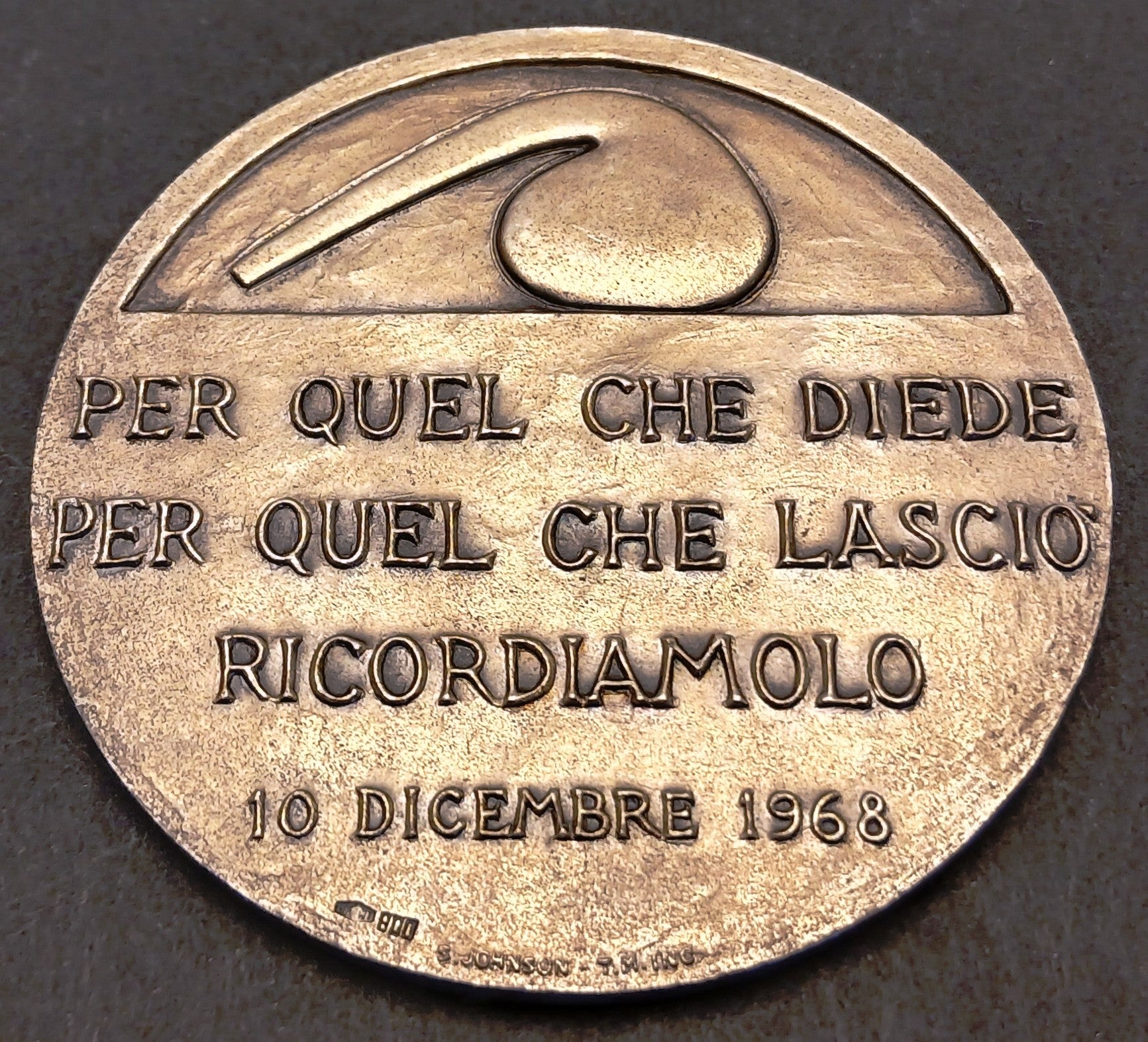 CB- Medaglia Piero Saroni - 10 dicembre 1968 - Teruggi - argento - GTTS265