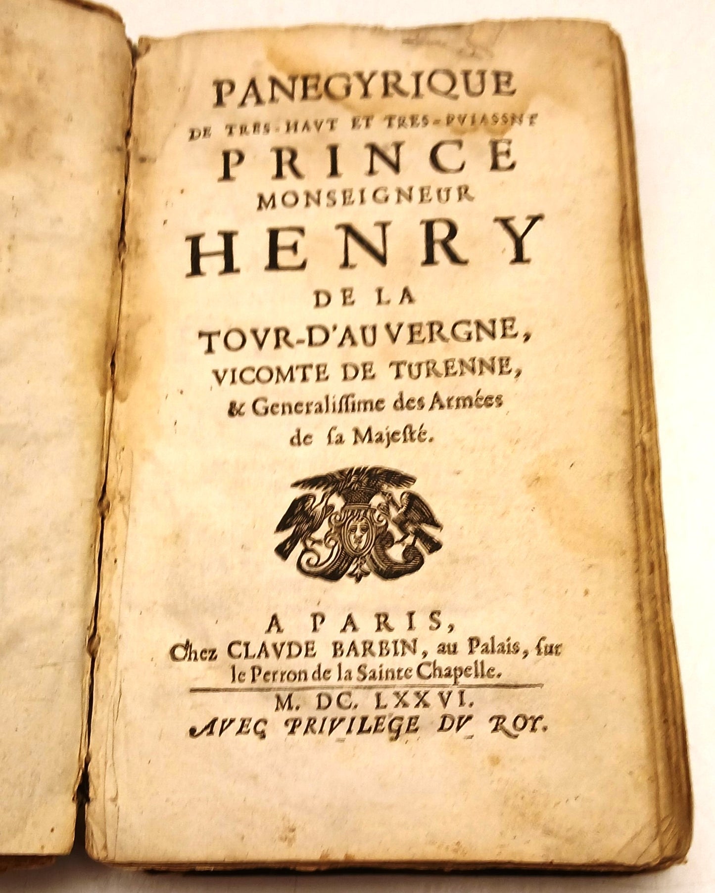 Panegyrique de tres-haut et tres-puiassnt- Prince Monseigneur Henry- 1676- XFS47