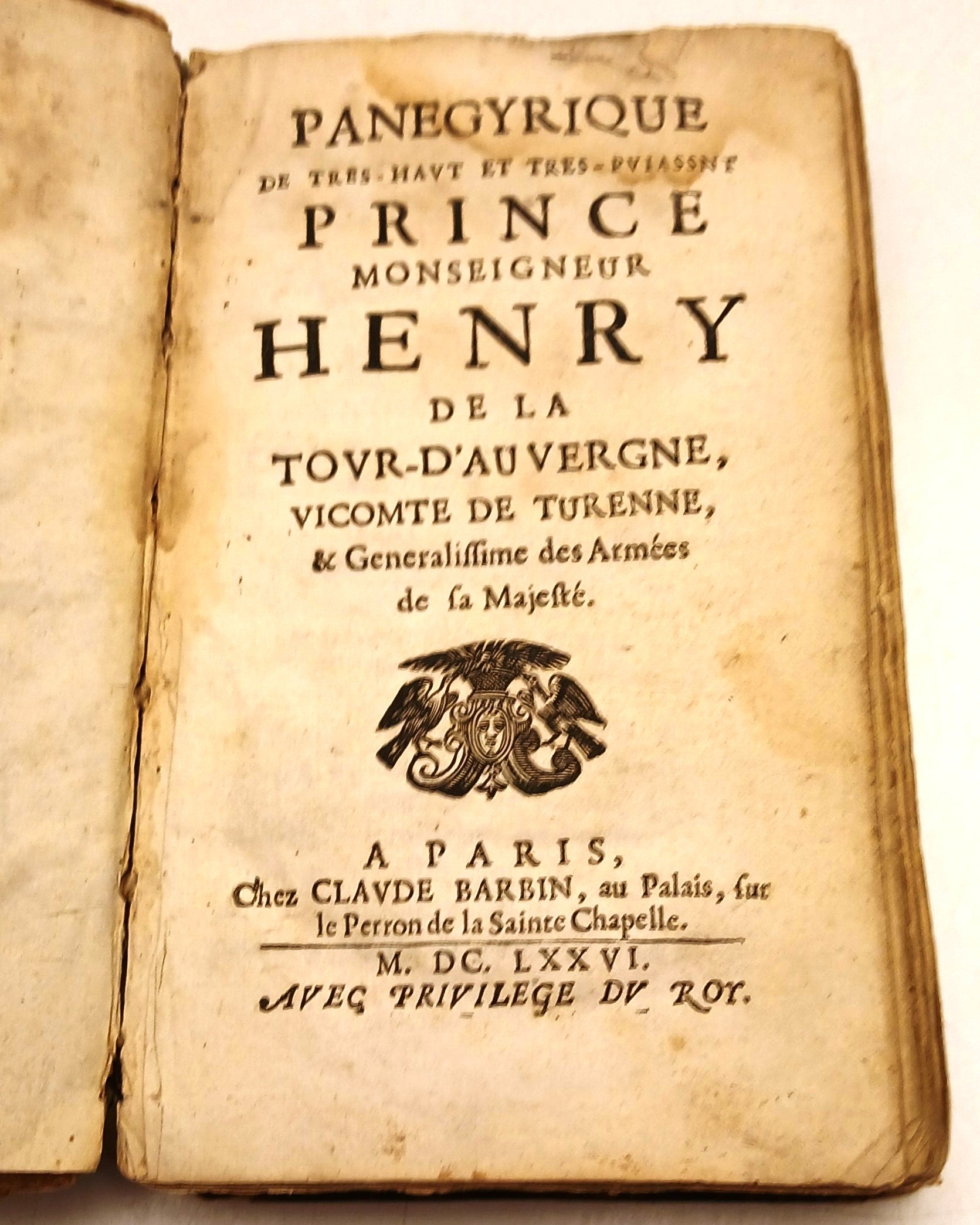 Panegyrique de tres-haut et tres-puiassnt- Prince Monseigneur Henry- 1676- XFS47