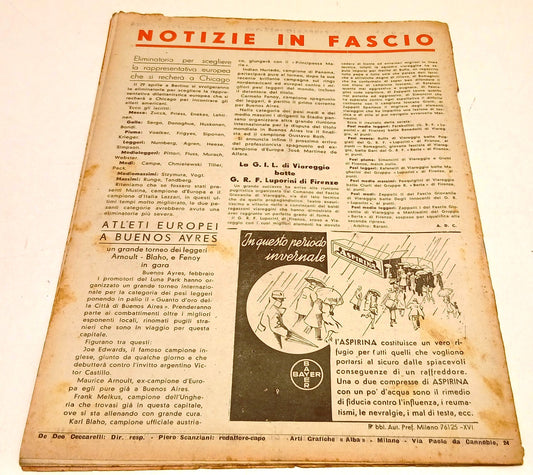 Rivista Il Pugilatore anno VI n.17 febbraio1938-XVI - Rvsa883